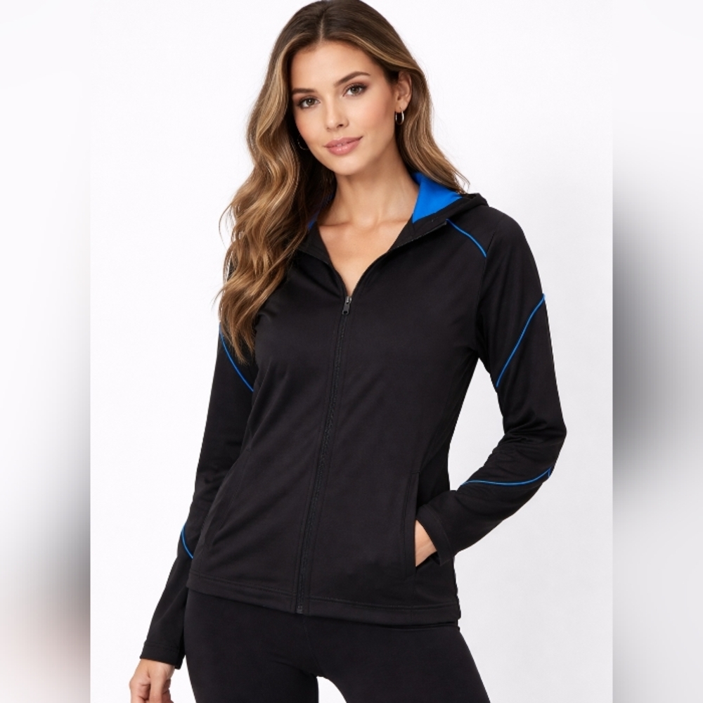 S2 Sportswear Zip Up Hooded Performance Jacket Black Large